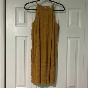 Mustard Sleeveless Halter Sheath Dress for Work